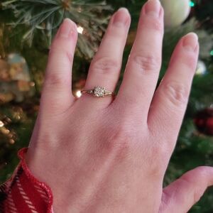 14k Yellow Gold Old Mine Cut Diamond Three Stone Engagement Ring